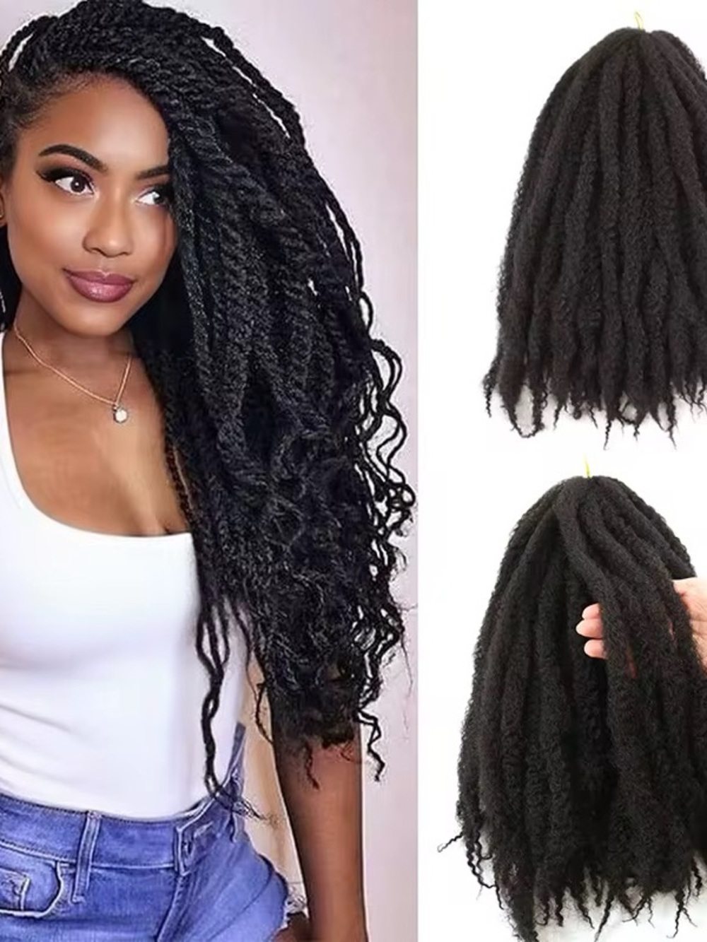 Premium Synthetic Crochet Faux Locs Extensions - Black